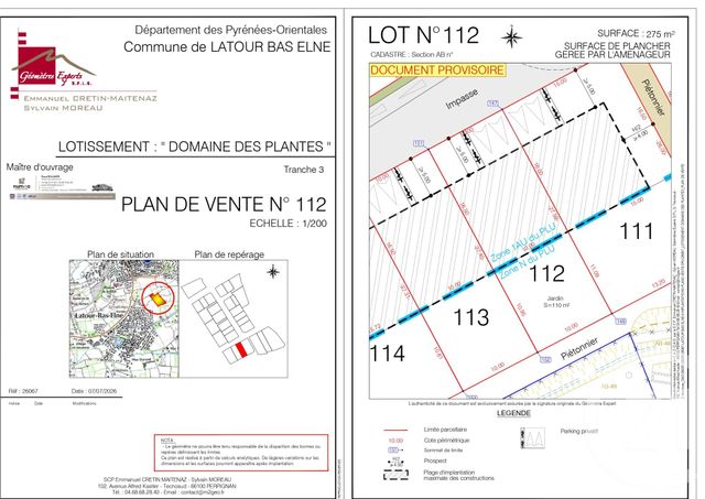 terrain à vendre - 276.0 m2 - LATOUR BAS ELNE - 66 - LANGUEDOC-ROUSSILLON - Century 21 Carré D'As Immobilier